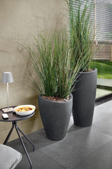 Scheurich Wave Globe High, récipient haut en plastique, granit noir, diamètre 29,8 cm, hauteur 40 cm, volume 6 l.