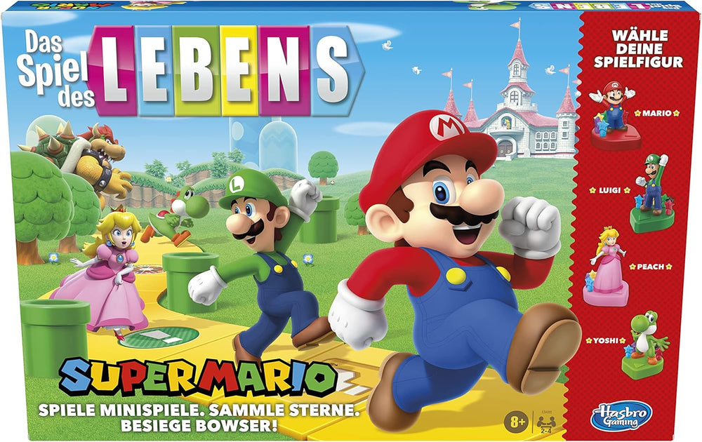 Jeu de société Hasbro The Game of Life Super Mario pour les enfants de 8 ans et plus, jouez à des mini-jeux, collectez des étoiles et combattez Bowser