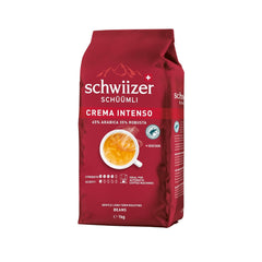 Schwiizer Schüümli Intenso, grains de café Arabica/Robusta, corsé et intense, idéal pour machines à expresso automatiques, force 4/5, torréfaction moyenne, Rainforest Alliance, 1kg