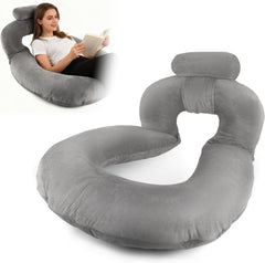 Oreiller de lecture, oreiller de dos en forme de U avec oreiller cervical, oreiller de jeu gris, oreiller pour lire, jouer, travailler, se reposer