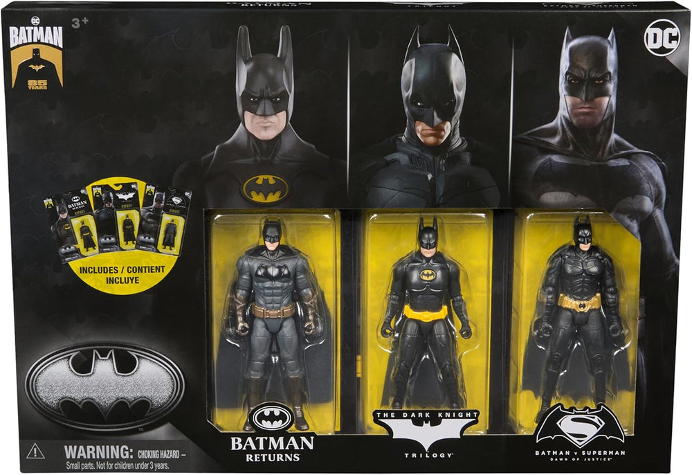 Coffret Ultimate Batman comprenant 3 figurines Batman (10 cm) issues des films Batman Returns, The Dark Knight et Batman V. Superman. A partir de 3 ans Figurines Naty Shop Titre par défaut