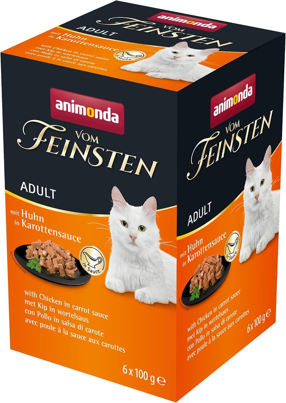 Animonda vom Feinsten nourriture humide pour chat au poulet à la sauce aux carottes (6 x 100g), nourriture humide pour chat sans céréales et sans sucre avec des ingrédients frais et carnés