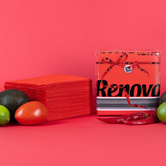 Serviettes en papier Renova, étiquette rouge rouge - 70 serviettes