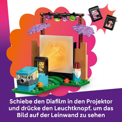 Jouet de soirée cinéma de l'amitié LEGO Friends pour filles de 6 ans et plus - incl. 2 mini poupées, un écran et un projecteur de briques lumineuses - Ensemble de construction créatif - 42642