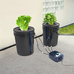 Set complet sistem hidroponic DWC cu pompă de aer de 12W, 2 găleți (5 galoane), sistem de creștere hidroponică, 2 saci de Ceramsite, kit de irigare pentru ghiveci