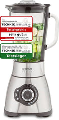 CASO B 1800 Powerblender-Set - Batteur sur socle, 28 000 U/Min, Glasbehälter 1,75 L, Inkl. Trinkflasche Und Zerkleiner, Mixer Testsieger Mit Sehr Gut, Edelstahl Naty Shop Standmixer + Zubehör