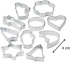 Zenker Lot de 10 emporte-pièces, divers emporte-pièces à motifs de Noël, ensemble de biscuits et de biscuits, couleur : argent, quantité : 1 x lot de 10 pièces