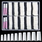 500 pièces de faux ongles artificiels français en acrylique, ensemble d'extensions d'ongles, accessoires de faux ongles avec 4 pièces de colle pour conception d'ongles en gel naturel