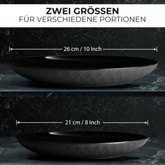 MIAMIO - Service de table/assiettes modernes en céramique 6 pièces pour 6 personnes - Collection Palmanova (Noir, Grandes assiettes (6x))
