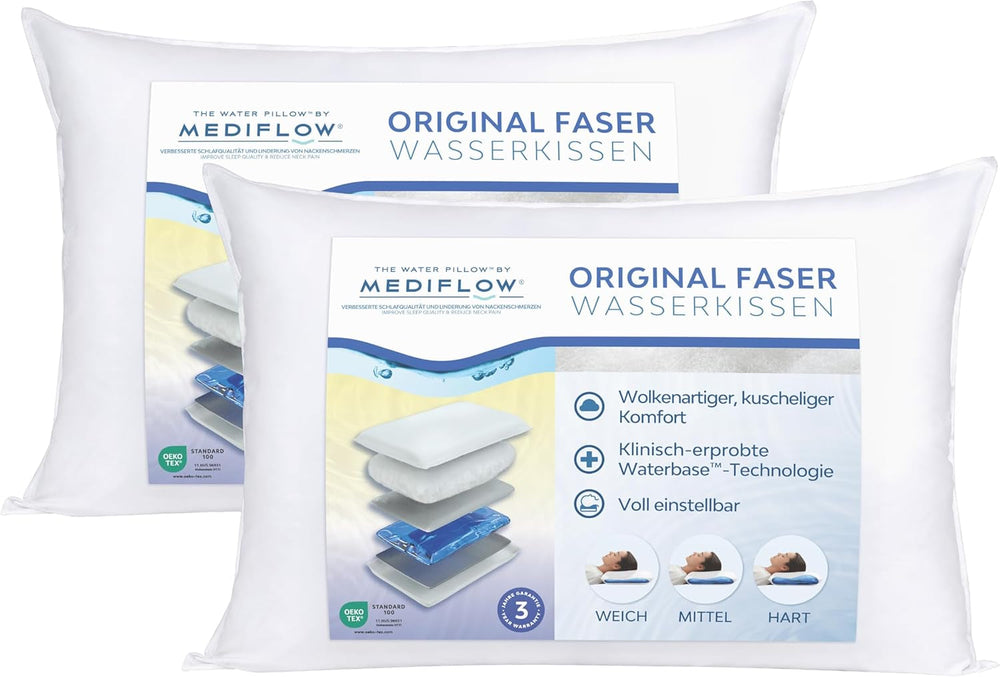 Mediflow 5205 Perna de apă originală într-un pachet dublu 50X70Cm, alb Perne standard Naty Shop Titlu implicit