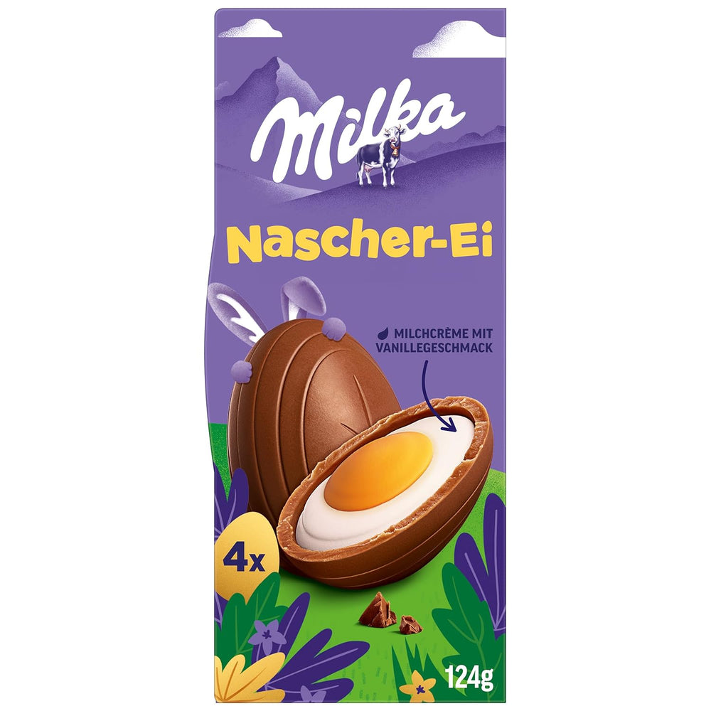 Milka Sweet Egg – Chocolat de Pâques fourré à la crème vanille, aspect œuf au plat – 124g