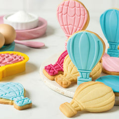 0255035 Découpeurs et marqueurs de montgolfières en plastique 3D, ensemble idéal pour les décorations en pâte à sucre ou en gumpaste, fabriqué en Italie, design original. Paquet de