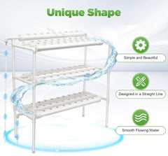 Kit de culture hydroponique à 3 couches avec 90/108 positions de plantation et pompe à eau, systèmes de culture de plantes sans sol en PVC, kits de culture hydroponique pour légumes et fruits (108 positions de plantation)