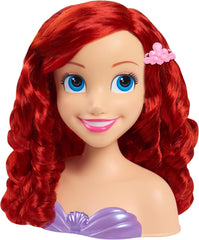 Tête de cheveux de princesse Disney Ariel Just Play, 20 cm, avec accessoires, ensemble de 7 pièces, jouet à cheveux rouges pour enfants de 3 ans et plus