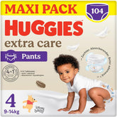 Couches Huggies Extra Care Taille 4 (9-14 kg), 4 paquets de 26 couches - 4280 g