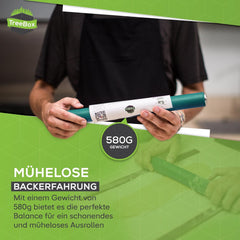 Rouleau à pâtisserie - rouleau à pâte en silicone et acier inoxydable - rouleau à pâtisserie moderne sans poignée avec effet antiadhésif, étale le fondant et la pâte en un rien de temps, outils de pâtisserie