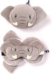 Oreiller de voyage, rond, peluche, éléphant et masque pour les yeux, unisexe, taille unique, unisexe, oreillers de voyage uniques à la taille Naty Shop Titre par défaut