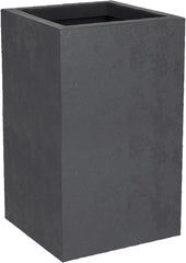 Basalt Up Pot de Fleur Carré Haut 36 L Aspect Béton Mur Uni Réservoir d'Eau 29,5 x 29,5 x 49,5 cm Gris Anthracite
