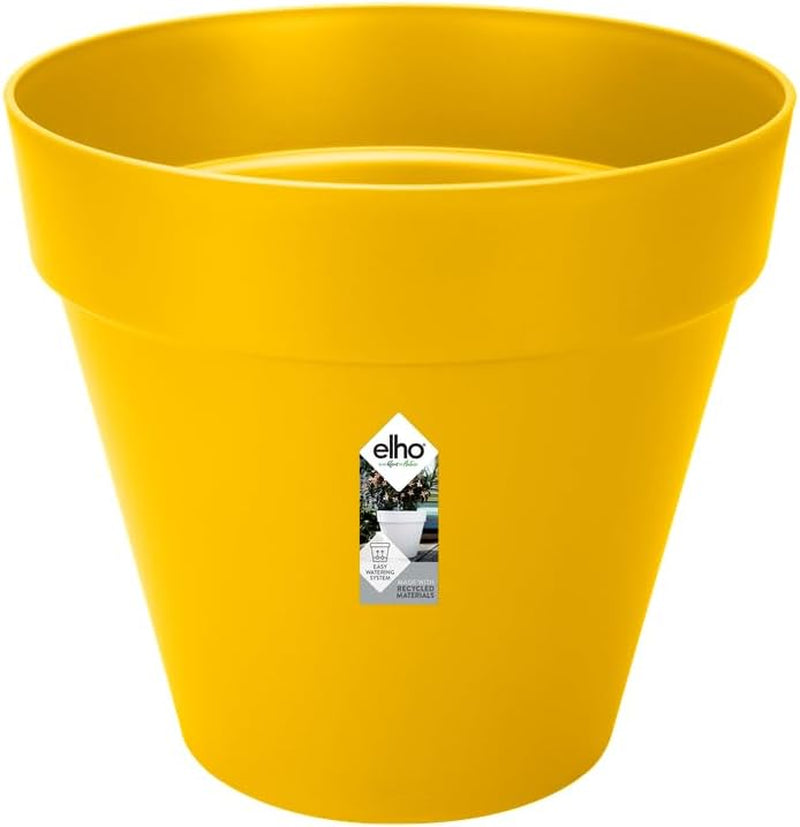 elho Loft Urban Round 40 - Pots de fleurs d'extérieur - 100% plastique recyclé - Ø 38,5 x H 35,3 cm - Jaune/Ocre