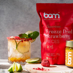 Fructe liofilizate BAM, 40 grame, fructe naturale, deserturi perfecte, aromă bogată (căpșuni) Produse deshidratate Naty Shop