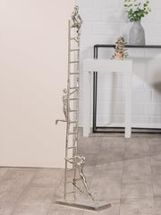 GILDE Deko große Figur Skulptur XXL - sculpture décorative argentée en aluminium couleur : argent - décoration de salon cadeau d'anniversaire hauteur 114 cm Statuettes et sculptures Naty Shop argent Hauteur 114 cm