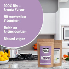 Poudre d'aronia biologique GREEN PANDA® d'Autriche | aronia séchés finement moulus | aronia bio sans additifs | alternative régionale à la poudre d'açai et aux baies de goji | 500g de produits déshydratés Naty Shop