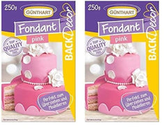 Günthart BackDecor fondant rose | qualité supérieure | prêt à l'emploi | sans huile de palme | résistant aux déchirures | pour enrober gâteaux et pâtisseries | adapté à la modélisation | pack de 2 (1 x 250 g) Naty Shop Pâte à Sucre Rose 250 G (pack de 2)