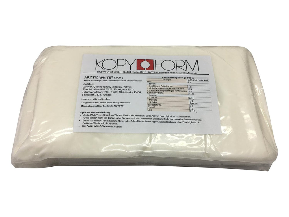 Rouleau fondant KOPYFORM Arctic White® 1kg, pâte à sucre blanche Naty Shop Default Title