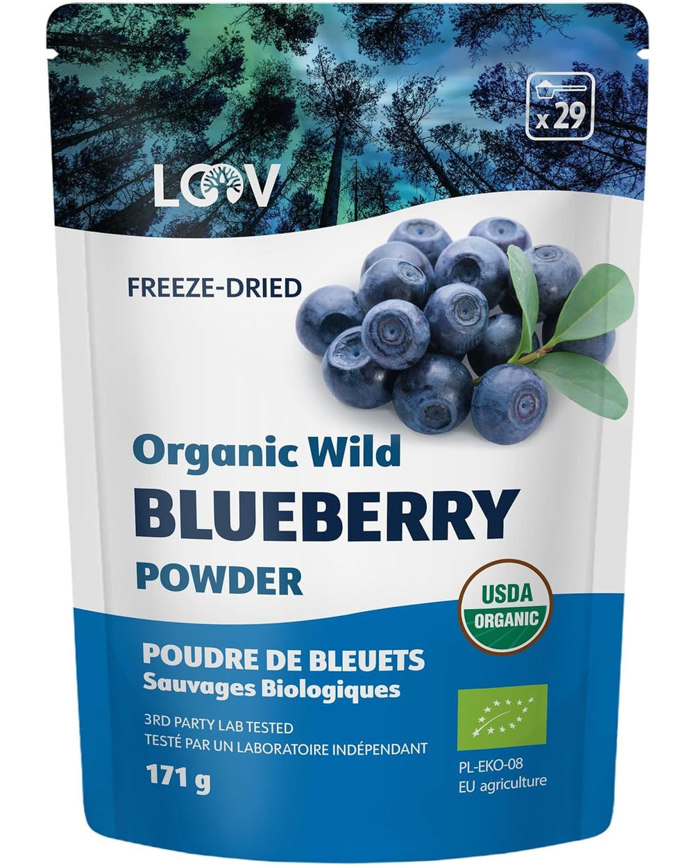 LOOV Poudre de myrtille sauvage biologique - Approvisionnement de 29 jours 171 g Bon pour les smoothies et le petit-déjeuner Lyophilisé d'Europe du Nord Sans sucre ajouté Naty Shop Produits déshydratés Titre par défaut