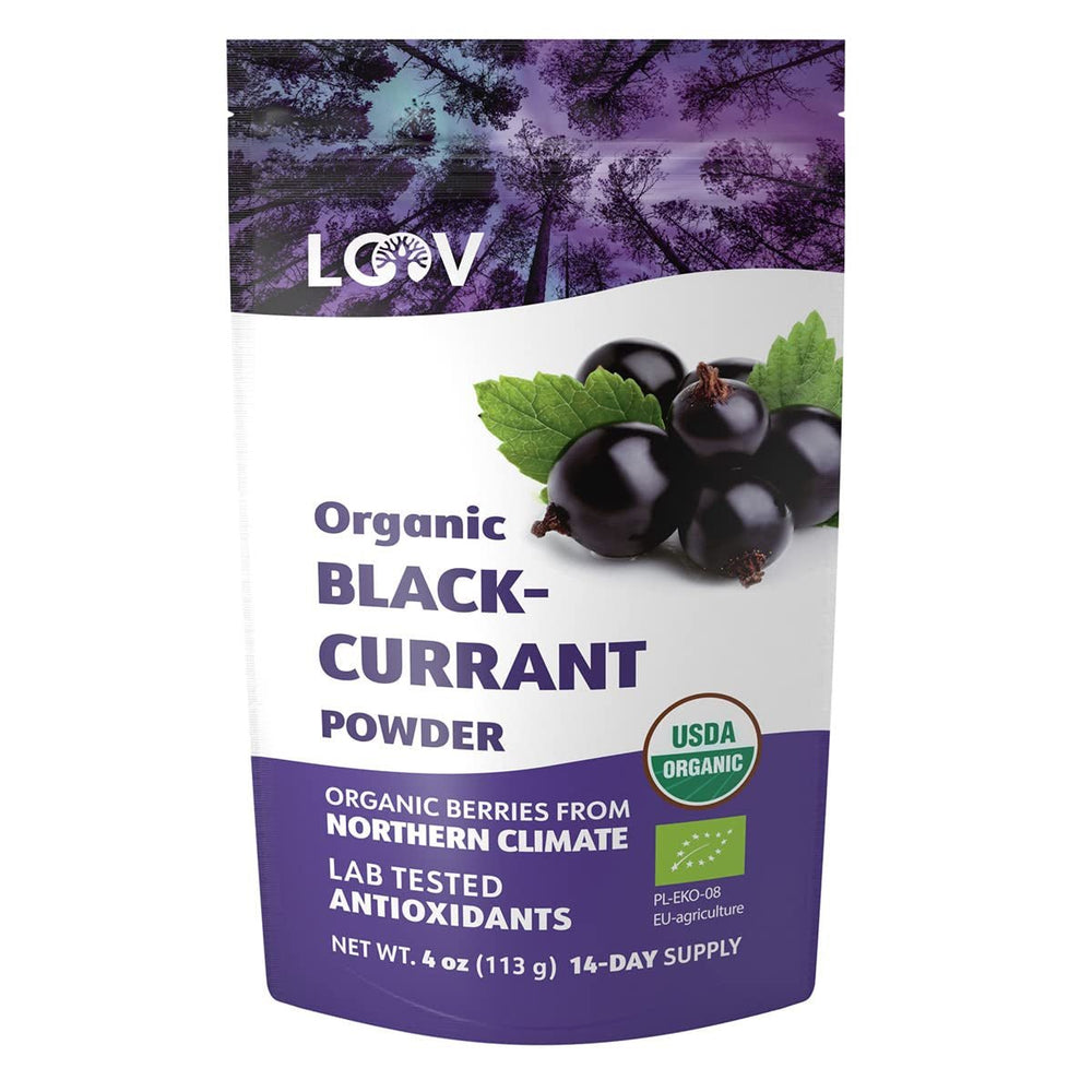 Poudre de cassis biologique LOOV, composée à 100 % de cassis entiers, de baies biologiques lyophilisées et en poudre, cultivées en Europe du Nord, sans sucre ajouté, 113 g Produits déshydratés Naty Shop Titre par défaut