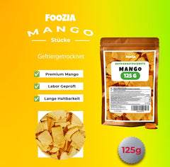 Mangue lyophilisée gros morceaux Fruits lyophilisés Sans additifs Mangue 100% pure naturelle Mangue lyophilisée Fruits secs Mangue séchée 125g de Foozia (125g) Produits déshydratés Naty Shop