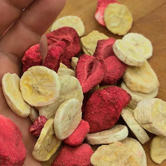 Mélange de fruits lyophilisés ErdBana XL 300g | Bananes lyophilisées + fraises lyophilisées Coffret dégustation fruits lyophilisés | Mélange de fruits lyophilisés fraise et banane | ZingyZoo Produits déshydratés Naty Shop
