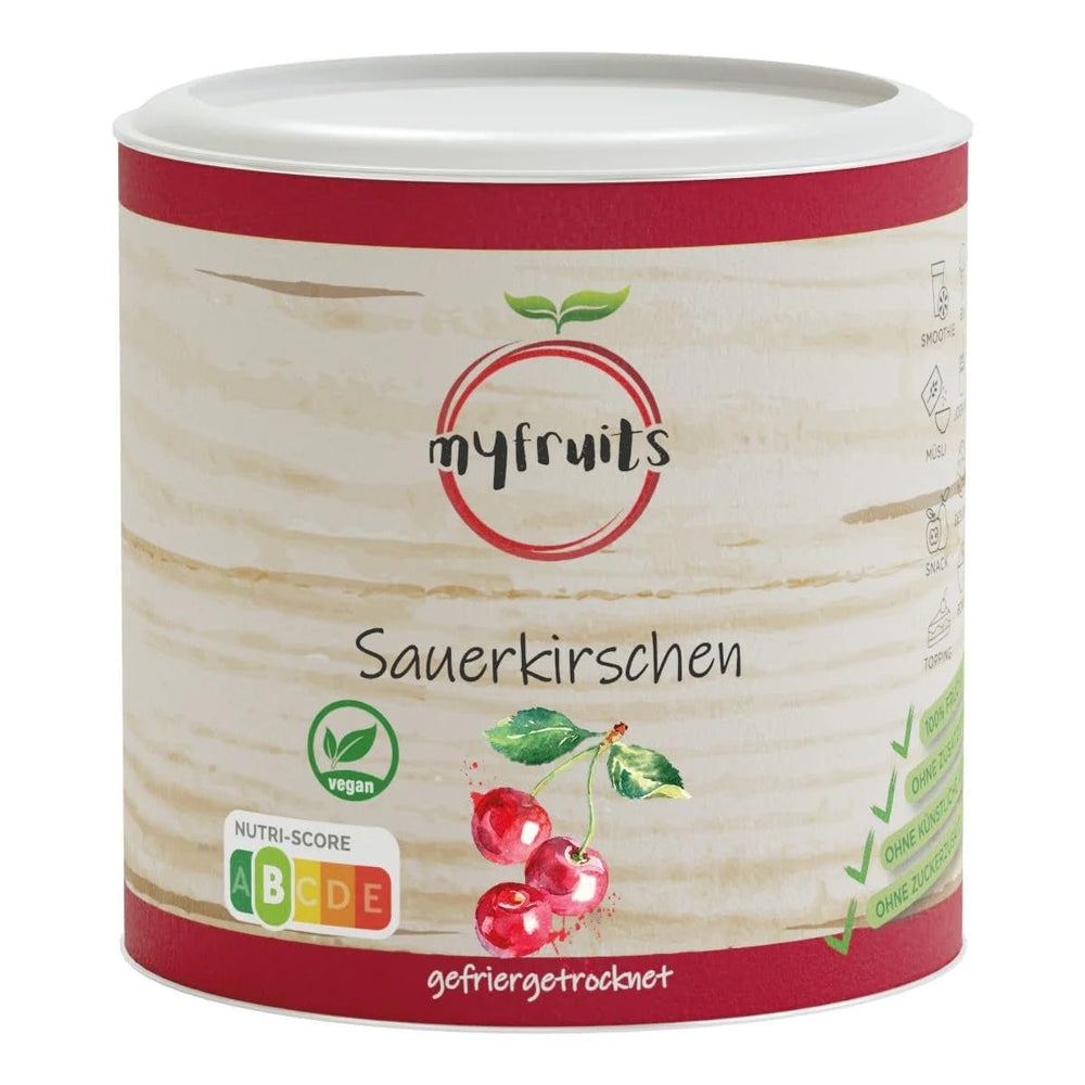 Myfruits cerises amères lyophilisées, 80 g, sans additifs, à base de 100% cerises, fruits lyophilisés et déshydratés Produits déshydratés Naty Shop Titre par défaut