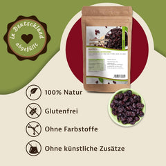 Mynatura cireșe dulci, uscate, fără sâmburi I Neîndulcite I Fructe uscate I Fără aditivi I Coacere I Cireșe I Snack I Muesli I Vegan I Pungă (1x 1000g) Produse deshidratate Naty Shop