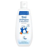 PAEDIPROTECT Shampoing et lotion lavante 2en1 pour bébés et enfants 200 ml, nettoyage délicat et cheveux sans parfum ni microplastiques, le gel douche hydrate les peaux sèches et sensibles, également pour adultes Enfants - Bain et Soin Naty Shop Blanc 200 Ml (1 pack)