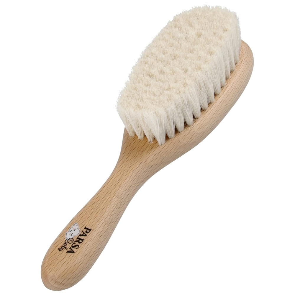 PARSA Beauty perie de păr pentru bebeluși cu păr de capră - perie de păr pentru bebeluși fabricată din lemn de fag certificat FSC® - perie pentru îngrijirea părului fin al bebelușilor - perie pentru bebeluși Copii - Baie si Skincare Naty Shop Titlu implicit