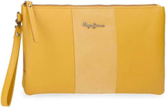 Pepe Jeans Double Wallet Sac jaune 27x17x2 cms portefeuille en cuir Femme Naty Shop Sac à main jaune