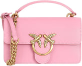 Pinko Ladies Love One Mini Sac Léger En Soie De Veau Femme Sacs Naty Shop P31Q_Pink-Marino-Antique Gold