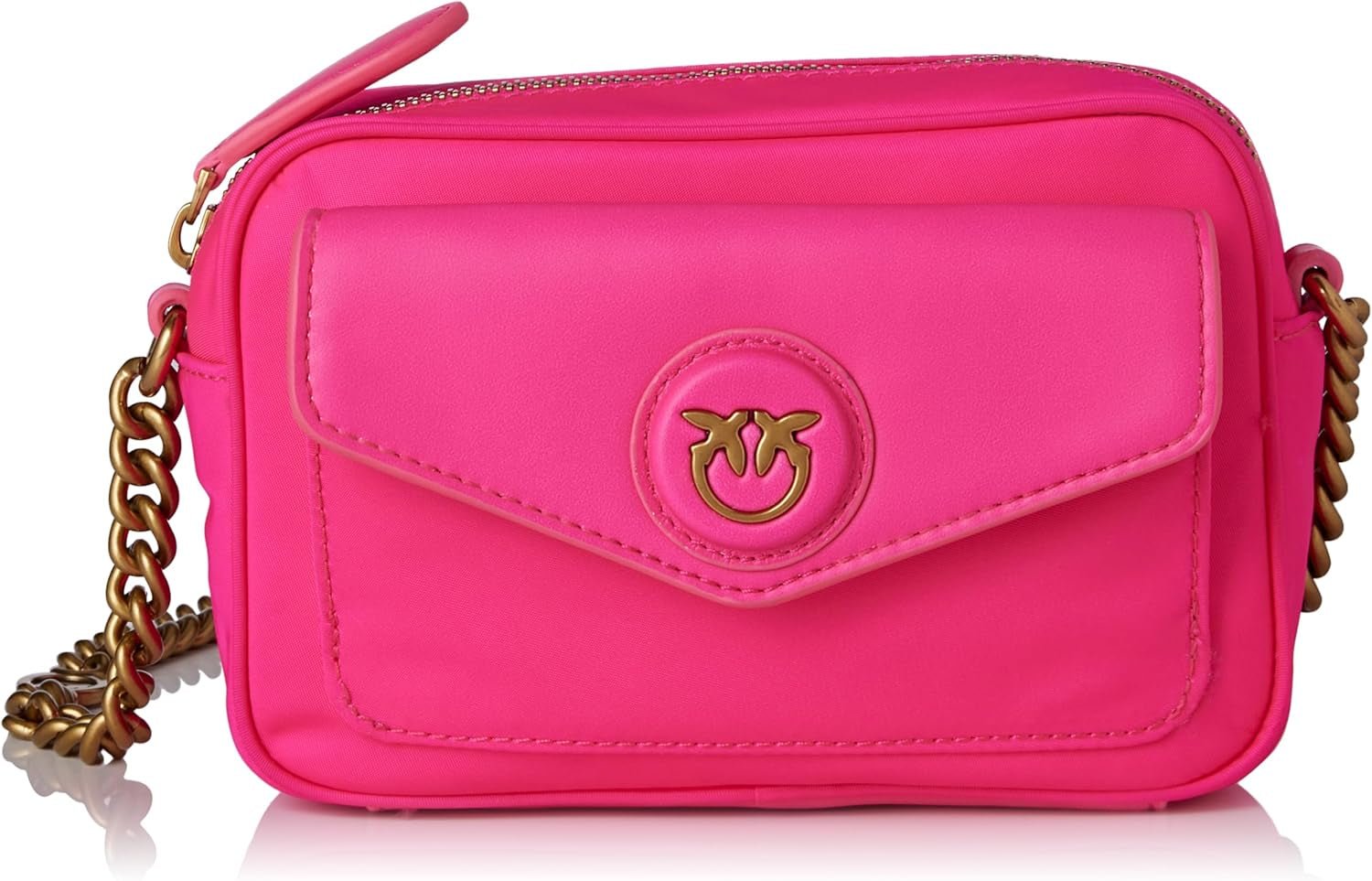 Pinko Nyllo Gate Camera CASE Reciclat NYLO Genti Femei Naty Shop N17Q_Pink Pink Pinko-Antique Gold