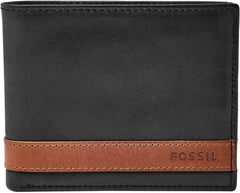 Portefeuille à deux volets en cuir Fossil Quinn pour hommes 11,5 cm L x 2 cm l x 9 cm H Naty Shop Portefeuille pour hommes noir 11,43 cm L x 1,91 cm l x 8,89 cm H