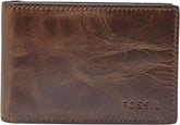 Portefeuille à deux volets en cuir Fossil Andrew pour homme 11,5 cm L x 1,9 cm l x 7,7 cm H Naty Shop Portefeuille pour homme Derrick Marron foncé