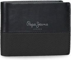 Pepe Jeans Portefeuille Double Horizontal avec Compartiment à Monnaie Noir 11 x 8 x 1 cm Cuir Protégé RFID Homme Portefeuille Horizontal avec Compartiment à Monnaie Portefeuille pour Homme Naty Shop Default Title