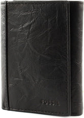 Portefeuille à trois volets en cuir Neel pour hommes Fossil 8,255 cm L x 1,905 cm l x 10,16 cm H Portefeuille pour hommes Naty Shop noir