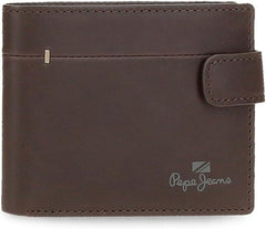 Portefeuilles et porte-monnaie en cuir de vache Pepe Jeans Staple, noir, marron, bleu marine, différentes tailles, portefeuille pour hommes Naty Shop, portefeuille vertical marron