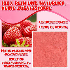 Fraises en poudre 120g - Fraises 100% naturelles Lyophilisées, sans additifs Mélange facile Fraises nutritives lyophilisées pour glaces, gâteaux, smoothies, boissons, poudre aromatique Produits déshydratés Naty Shop