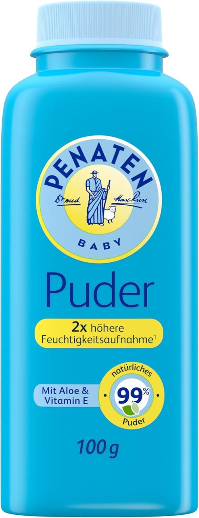 Poudre naturelle pour bébé Penaten à l'aloès et à la vitamine E (1x 100g) - Protège les peaux sensibles, absorbe l'humidité et garde la peau sèche - Approuvé dermatologiquement - 99% d'ingrédients d'origine naturelle Enfants - Bain et soin Naty Shop 100 G (1 paquet) Poudre pour bébés