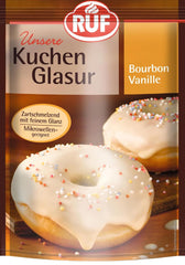 RUF Cake Glaze Vanille Bourbon, 100g en sachet, résistant au micro-ondes, pour glacer et décorer biscuits, muffins et gâteaux, sans gluten Naty Shop Pâte à sucre Vanille