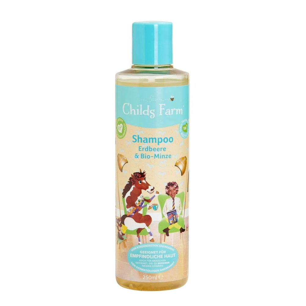 Childs Farm Shampoing pour enfants 250 ml | Fraises et menthe biologiques | Tous types de cheveux | Démonter et alimenter | Convient aux peaux sèches, sensibles et sujettes aux névrodermites. Enfants - Bain et Soin Naty Shop De