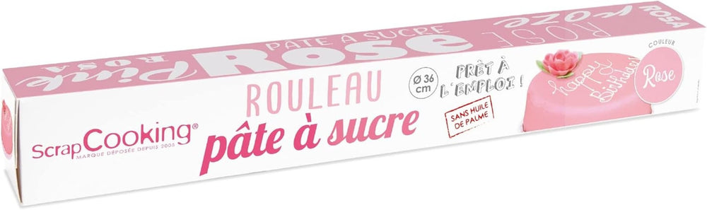 ScrapCooking - Rouleau de fondant rose â'¬ 36 cm - Fondant noir roulé 430 g - Cake topper fondant topper décoration pour gâteaux, pâtisserie, anniversaires, fêtes - Rose - 7264 Pâte à sucre Naty Shop Rose
