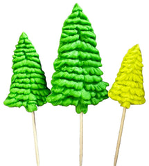 Set 3 decoratiuni comestibile din zahar, Brazi Decoratiuni din Pasta de Zahar Nati Shop